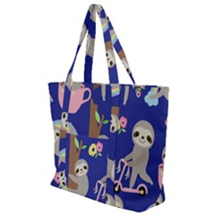 Hand Drawn Cute Sloth Pattern Background Zip Up Canvas Bag by Vaneshart