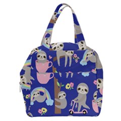 Hand Drawn Cute Sloth Pattern Background Boxy Hand Bag by Vaneshart