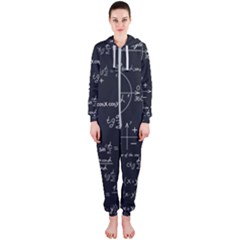 Mathematical Seamless Pattern With Geometric Shapes Formulas Hooded Jumpsuit (ladies) 