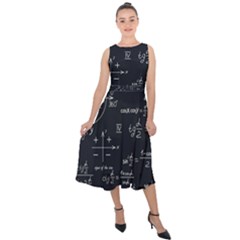 Mathematical Seamless Pattern With Geometric Shapes Formulas Midi Tie-back Chiffon Dress by Vaneshart