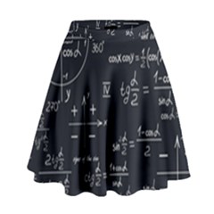 Mathematical Seamless Pattern With Geometric Shapes Formulas High Waist Skirt by Vaneshart