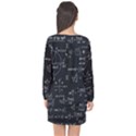 Mathematical Seamless Pattern With Geometric Shapes Formulas Long Sleeve Chiffon Shift Dress  View2