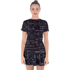 Mathematical Seamless Pattern With Geometric Shapes Formulas Drop Hem Mini Chiffon Dress by Vaneshart