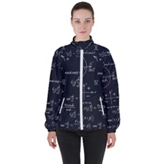 Mathematical Seamless Pattern With Geometric Shapes Formulas Women s High Neck Windbreaker by Vaneshart