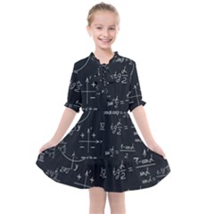 Mathematical Seamless Pattern With Geometric Shapes Formulas Kids  All Frills Chiffon Dress by Vaneshart