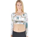 Pattern Sloth Woodland Long Sleeve Crop Top View1