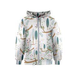 Pattern Sloth Woodland Kids  Zipper Hoodie by Vaneshart