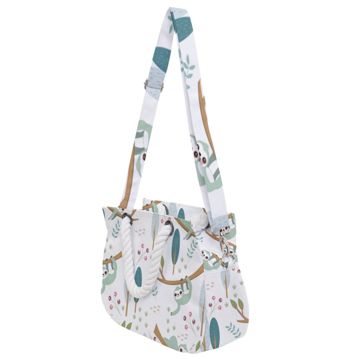 Pattern Sloth Woodland Rope Handles Shoulder Strap Bag