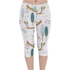 Pattern Sloth Woodland Velvet Capri Leggings  by Vaneshart