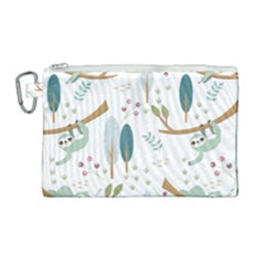 Pattern Sloth Woodland Canvas Cosmetic Bag (large) by Vaneshart