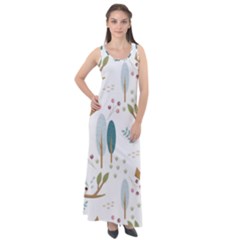 Pattern Sloth Woodland Sleeveless Velour Maxi Dress by Vaneshart