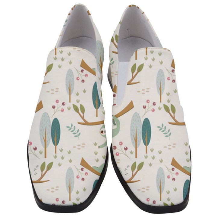 Pattern Sloth Woodland Women Slip On Heel Loafers