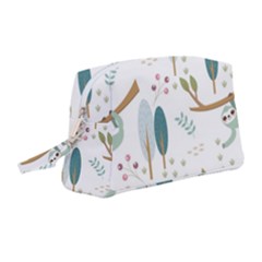 Pattern Sloth Woodland Wristlet Pouch Bag (medium) by Vaneshart