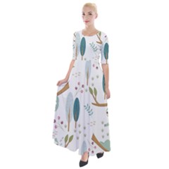 Pattern Sloth Woodland Half Sleeves Maxi Dress