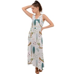 Pattern Sloth Woodland V-neck Chiffon Maxi Dress by Vaneshart