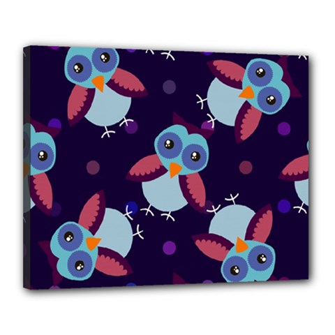 Owl Pattern Background Canvas 20  X 16  (stretched) by Vaneshart