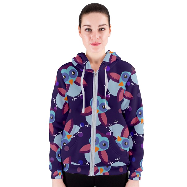 Owl Pattern Background Women s Zipper Hoodie