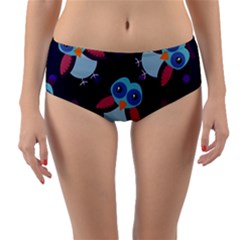 Owl Pattern Background Reversible Mid-waist Bikini Bottoms by Vaneshart