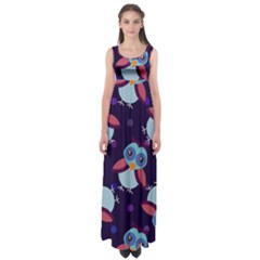 Owl Pattern Background Empire Waist Maxi Dress