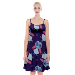 Owl Pattern Background Spaghetti Strap Velvet Dress