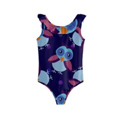 Owl Pattern Background Kids  Frill Swimsuit by Vaneshart