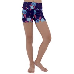 Owl Pattern Background Kids  Lightweight Velour Yoga Shorts by Vaneshart