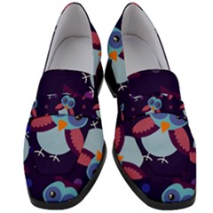 Owl Pattern Background Women s Chunky Heel Loafers by Vaneshart