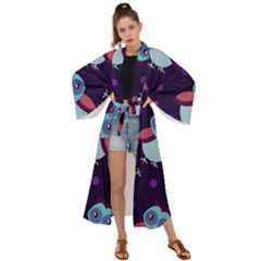 Owl Pattern Background Maxi Kimono by Vaneshart