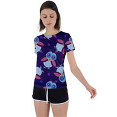 Owl Pattern Background Back Circle Cutout Sports Tee