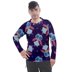 Owl Pattern Background Men s Pique Long Sleeve Tee