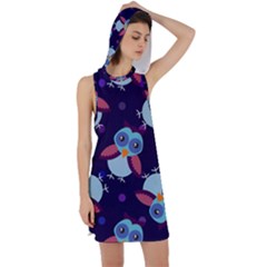 Owl Pattern Background Racer Back Hoodie Dress