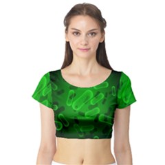 Green Rod Shaped Bacteria Short Sleeve Crop Top by Vaneshart