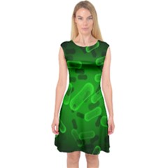 Green Rod Shaped Bacteria Capsleeve Midi Dress by Vaneshart