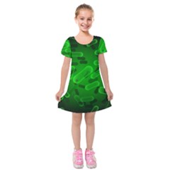 Green Rod Shaped Bacteria Kids  Short Sleeve Velvet Dress by Vaneshart