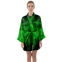 Green Rod Shaped Bacteria Long Sleeve Satin Kimono by Vaneshart