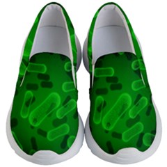 Green Rod Shaped Bacteria Kids Lightweight Slip Ons by Vaneshart