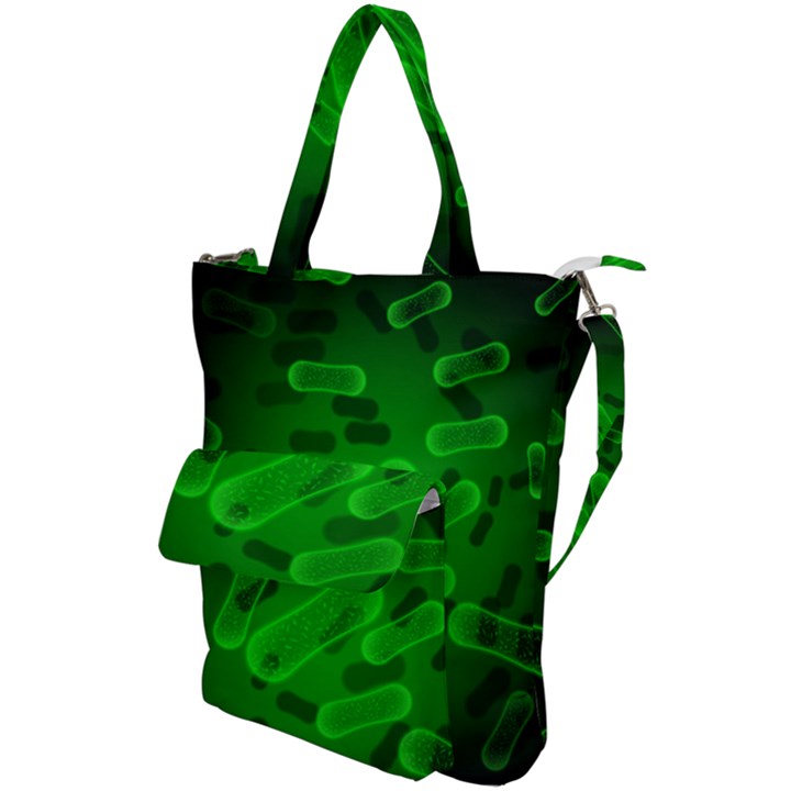 Green Rod Shaped Bacteria Shoulder Tote Bag