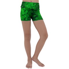 Green Rod Shaped Bacteria Kids  Lightweight Velour Yoga Shorts by Vaneshart