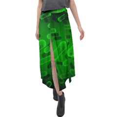 Green Rod Shaped Bacteria Velour Split Maxi Skirt