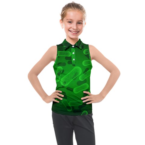 Green Rod Shaped Bacteria Kids  Sleeveless Polo Tee by Vaneshart