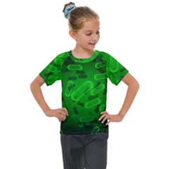 Green Rod Shaped Bacteria Kids  Mesh Piece Tee