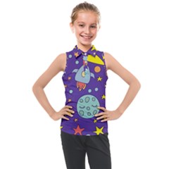 Card With Lovely Planets Kids  Sleeveless Polo Tee