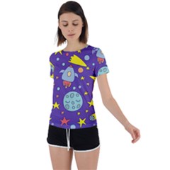 Card With Lovely Planets Back Circle Cutout Sports Tee