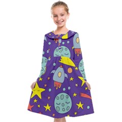 Card With Lovely Planets Kids  Midi Sailor Dress