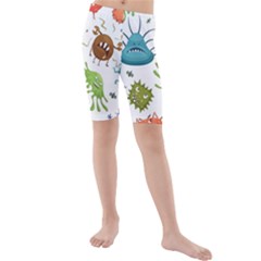 Dangerous Streptococcus Lactobacillus Staphylococcus Others Microbes Cartoon Style Vector Seamless Kids  Mid Length Swim Shorts by Vaneshart