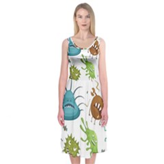 Dangerous Streptococcus Lactobacillus Staphylococcus Others Microbes Cartoon Style Vector Seamless Midi Sleeveless Dress by Vaneshart