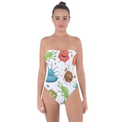 Dangerous Streptococcus Lactobacillus Staphylococcus Others Microbes Cartoon Style Vector Seamless Tie Back One Piece Swimsuit by Vaneshart