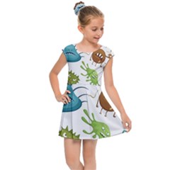 Dangerous Streptococcus Lactobacillus Staphylococcus Others Microbes Cartoon Style Vector Seamless Kids  Cap Sleeve Dress by Vaneshart