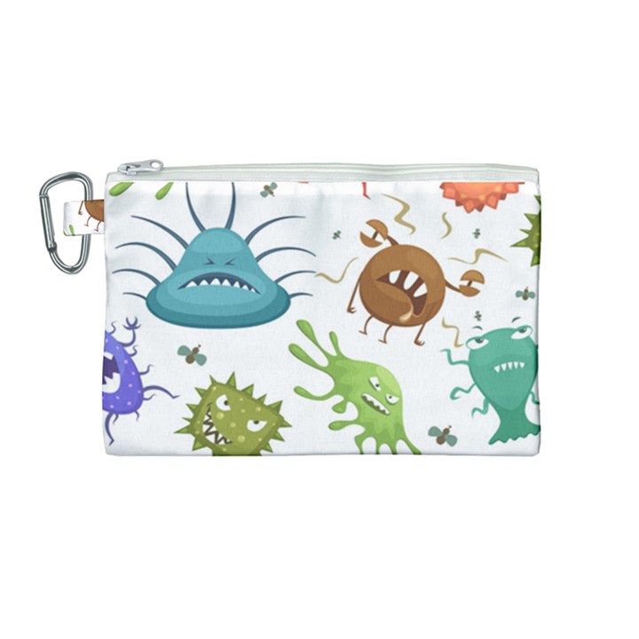 Dangerous Streptococcus Lactobacillus Staphylococcus Others Microbes Cartoon Style Vector Seamless Canvas Cosmetic Bag (Medium)