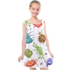 Dangerous Streptococcus Lactobacillus Staphylococcus Others Microbes Cartoon Style Vector Seamless Kids  Cross Back Dress by Vaneshart